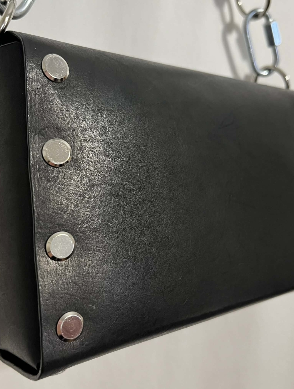 Black Leather Gothic Industrial Handbag Purse - Picture 6 of 8